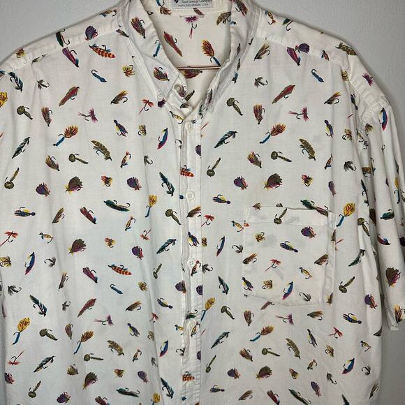 Vintage Columbia White Fish Lure Design Short Sleeve Button Down Shirt Size M - Picture 6 of 9